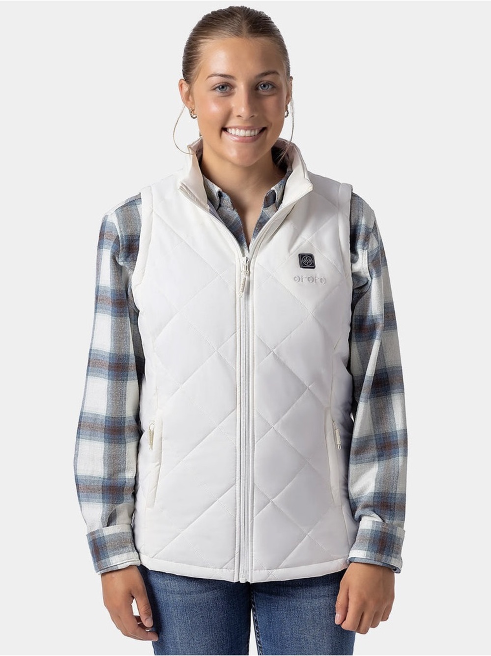 ORORO White Quilted Heated/Insulated Vest Women’s Large